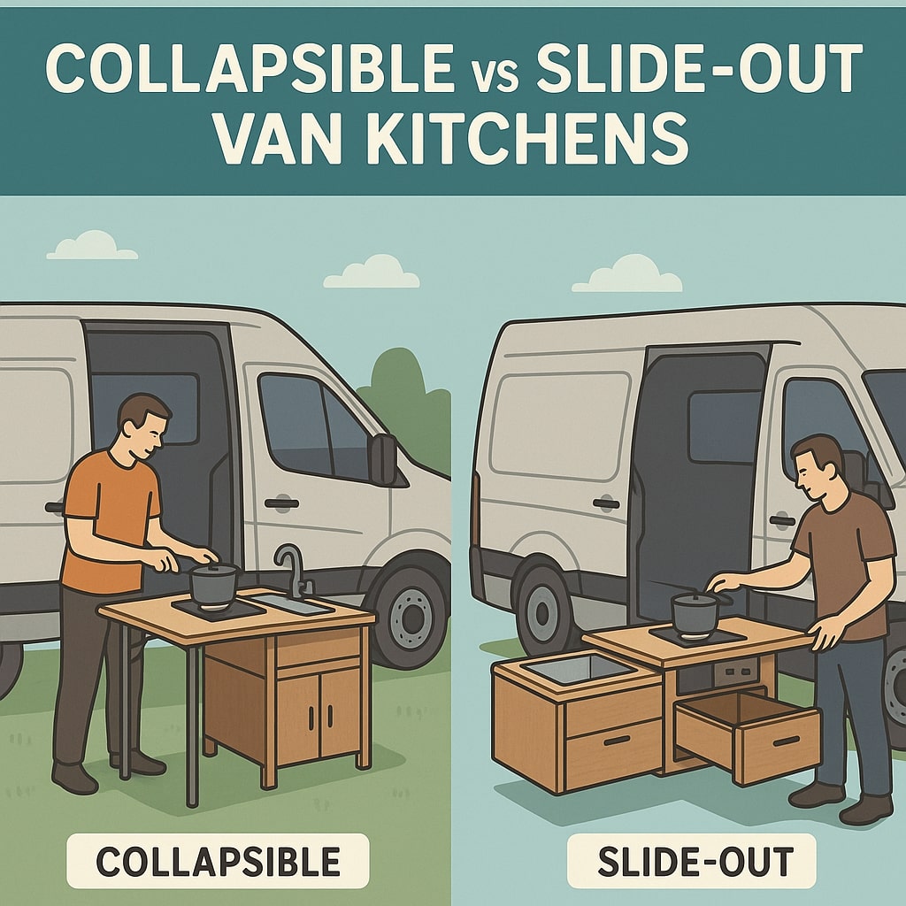 collapsible vs slide-out van kitchen